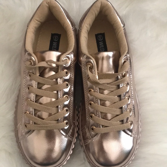 NWOT Platform rose gold sneakers for tiktok - Picture 2 of 6